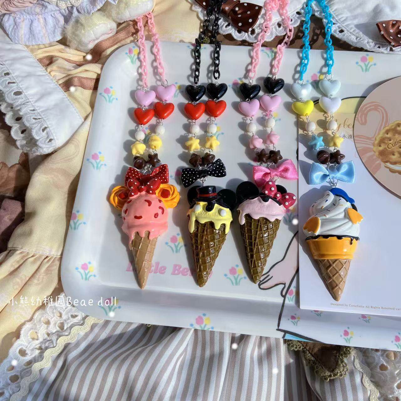 Bear Doll - Kawaii Ice Cream Cone Necklace necklace Bear Doll