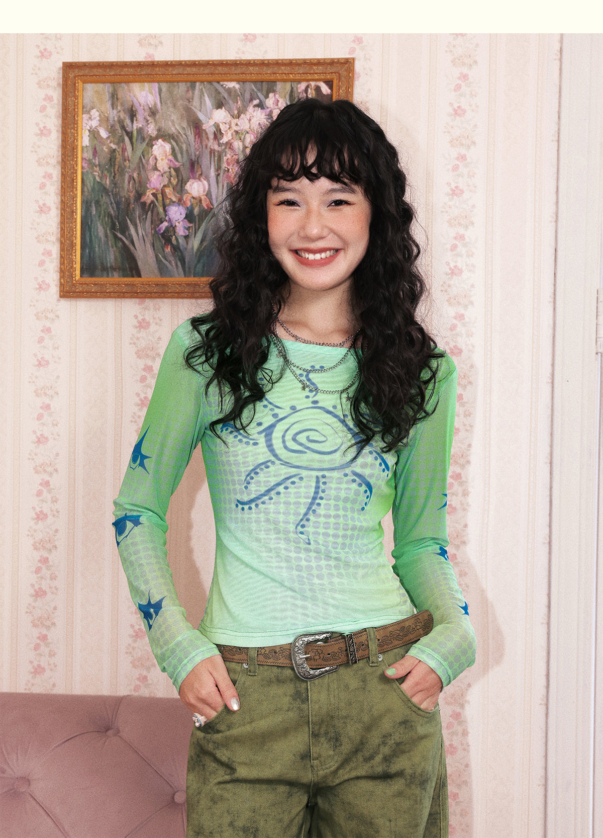 Chemical Girl - Girly Gradient Mesh Fitted Top shirt chemical girl