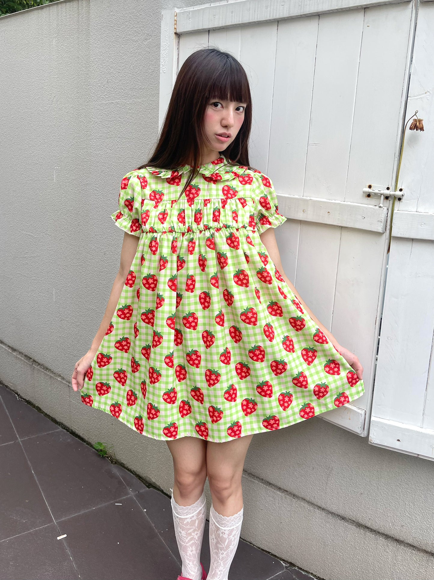FRUITS - Strawberry Plaid Doll Collar Dress | Kawaii Japanese Girly Dress dress Fruits