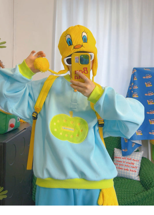 KURIOSITAET - Decora Kei Blue Pullover Sweatshirt sweatshirt KURIOSITAET