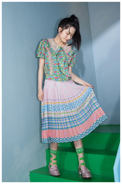 Tntntutu Shirt | Cute Floral Print Shirt | Doll Collar Cotton Blouse blouse tntntutu