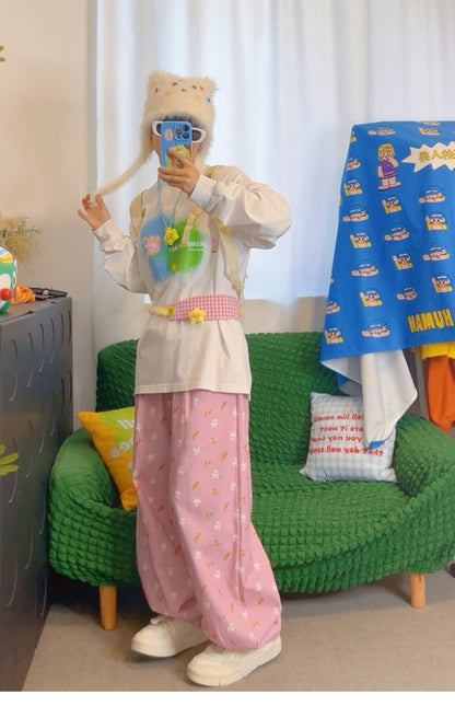 KURIOSITAET - Decora Kei Dopamine Pink Relaxed Work Pants pants KURIOSITAET