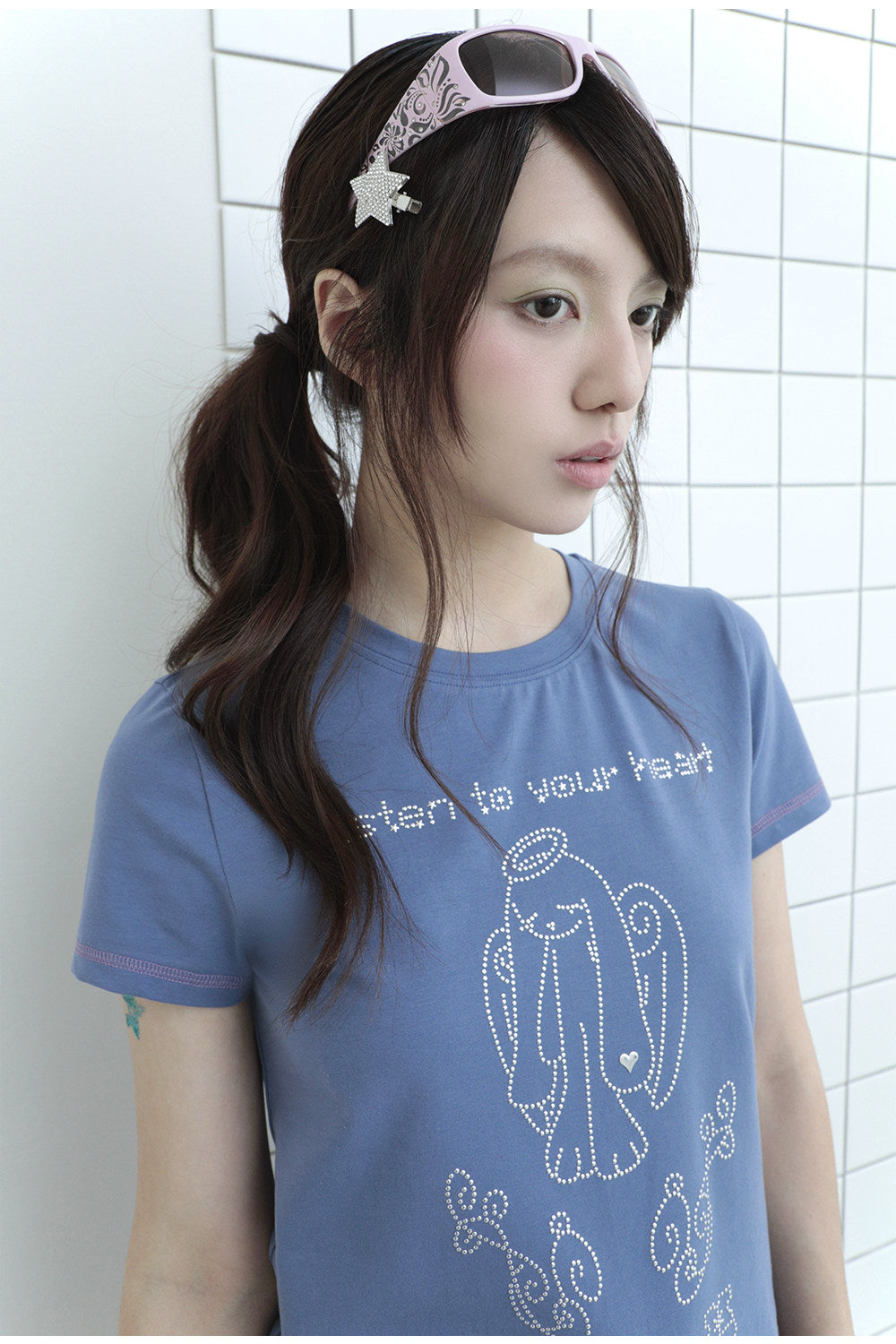Hashtag DDD - Angel Bunny Rhinestone Tee tee Hashtag DDD
