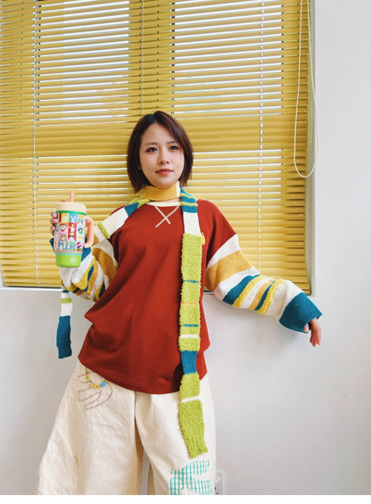 uodycoco - Striped Knit Sweatshirt sweatshirt uodycoco