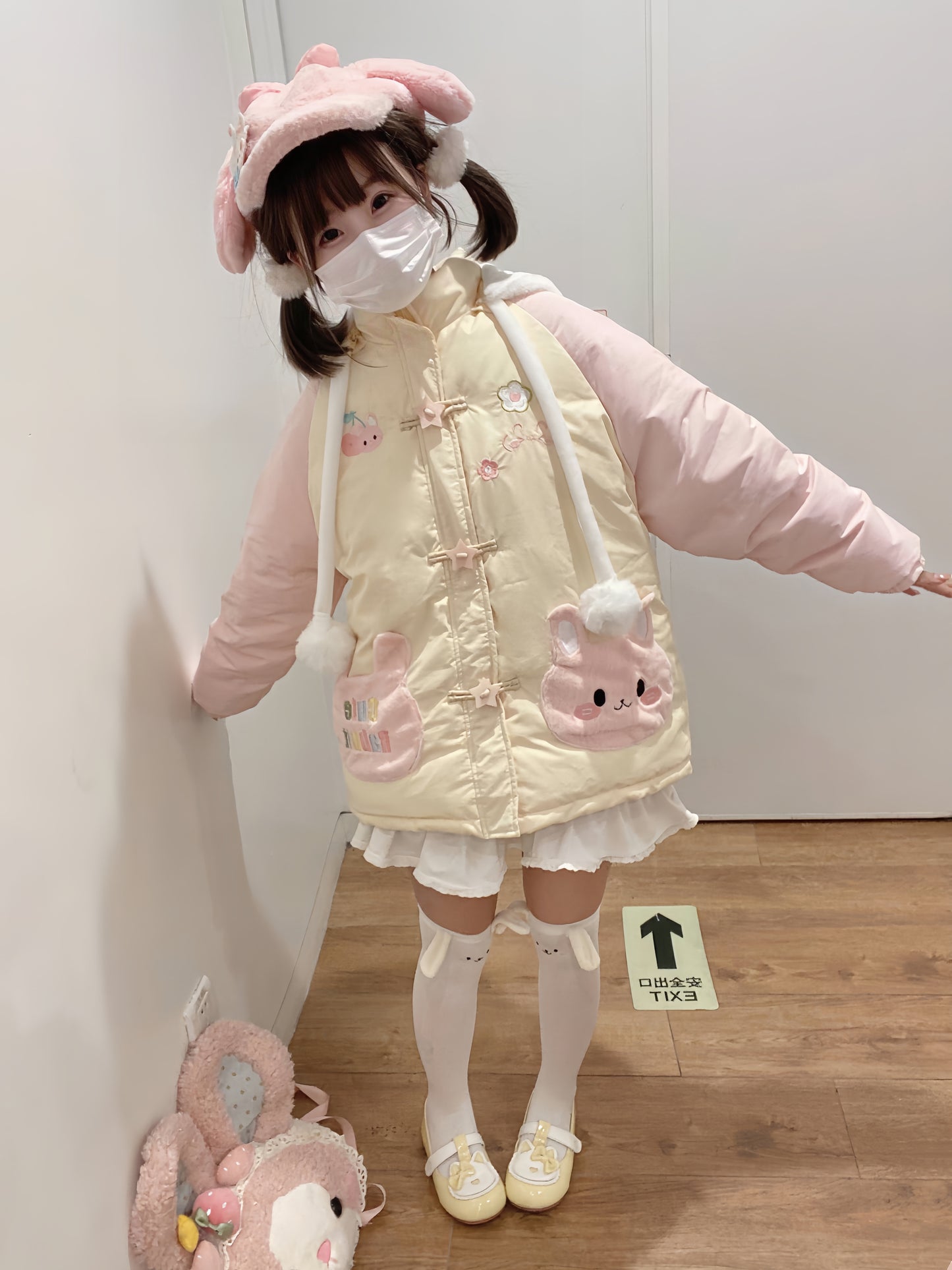 Blurred Bear - Kawaii Bunny Padded Down Jacket coat Blurred Bear