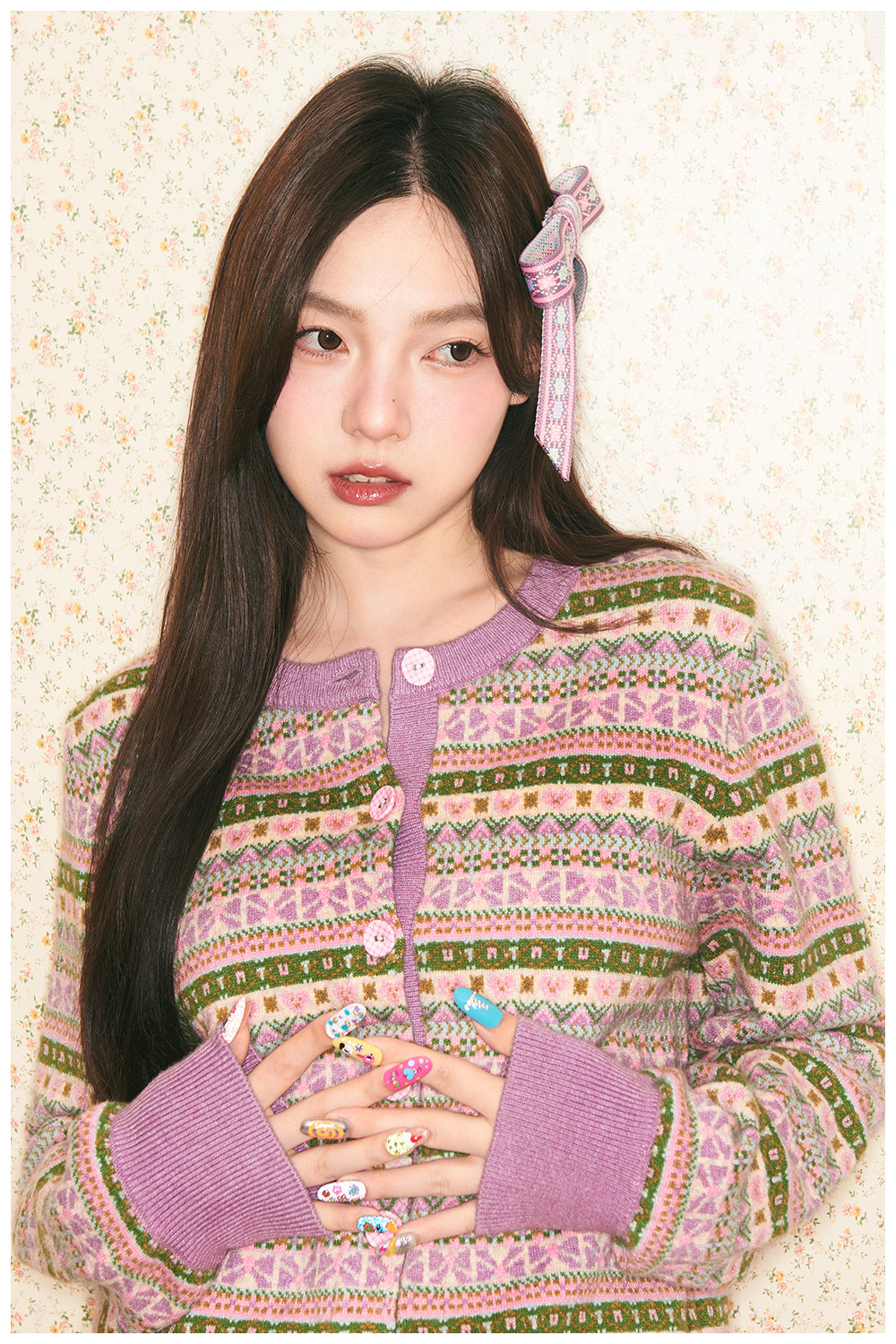 tntntutu - Lavender Cartoon Knit Cardigan & Skirt Set set tntntutu