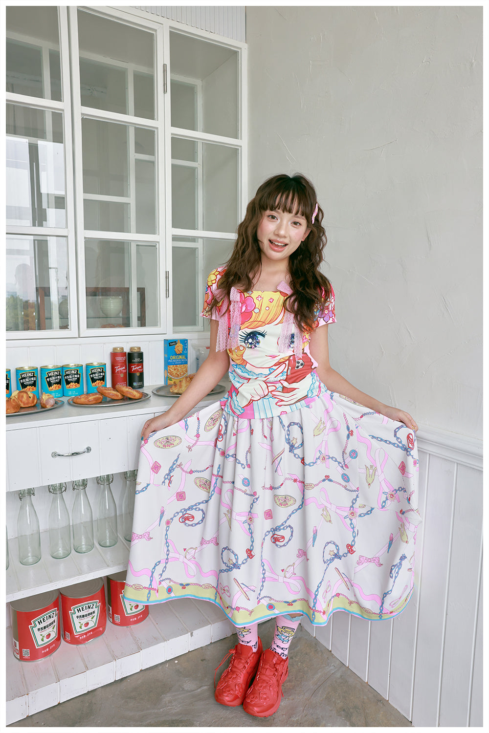 tntntutu Kawaii Pink Scarf Skirt | Harajuku Flowing Summer Bow Skirt skirt tntntutu