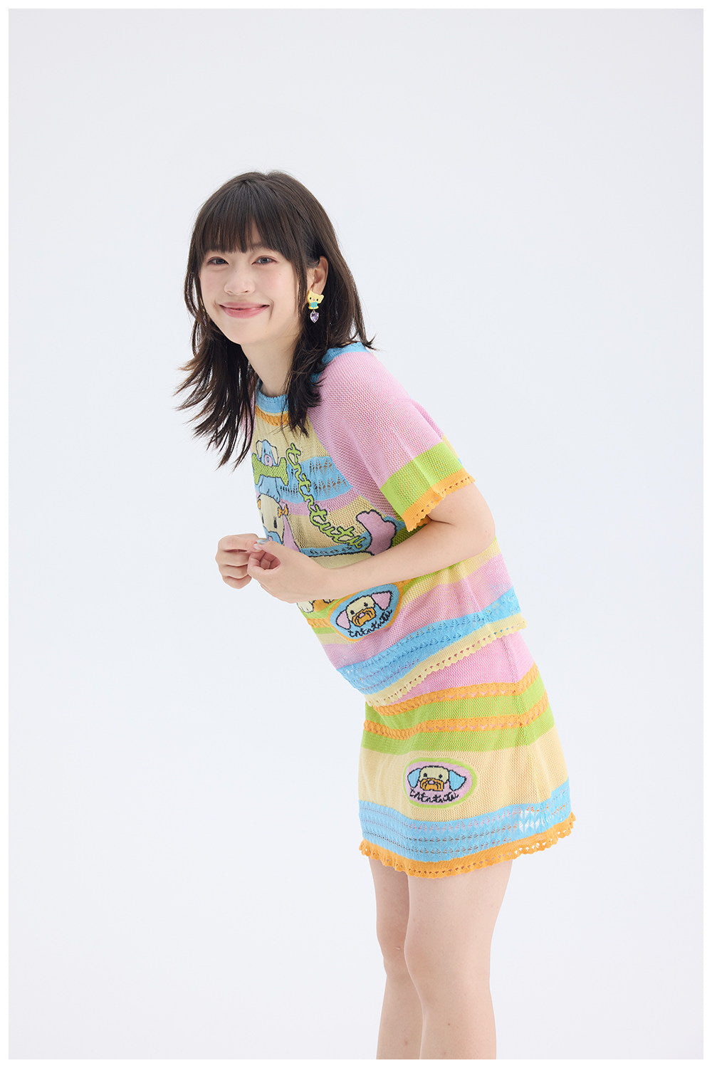 tntntutu - Colorful Dog Knit Set | Kidcore Fairy Kei Harajuku Two Piece Outfit set tntntutu