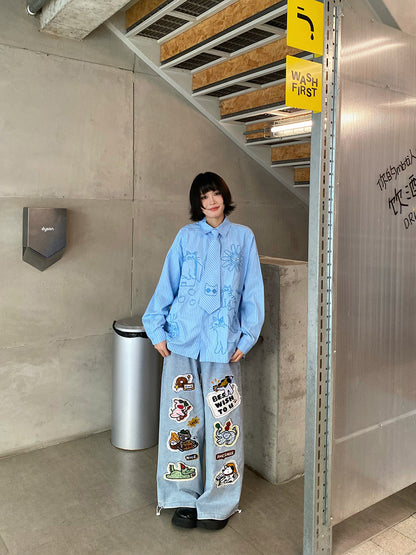 BIBULU - Kidcore Cartoon Stripe Shirt shirt BIBULU