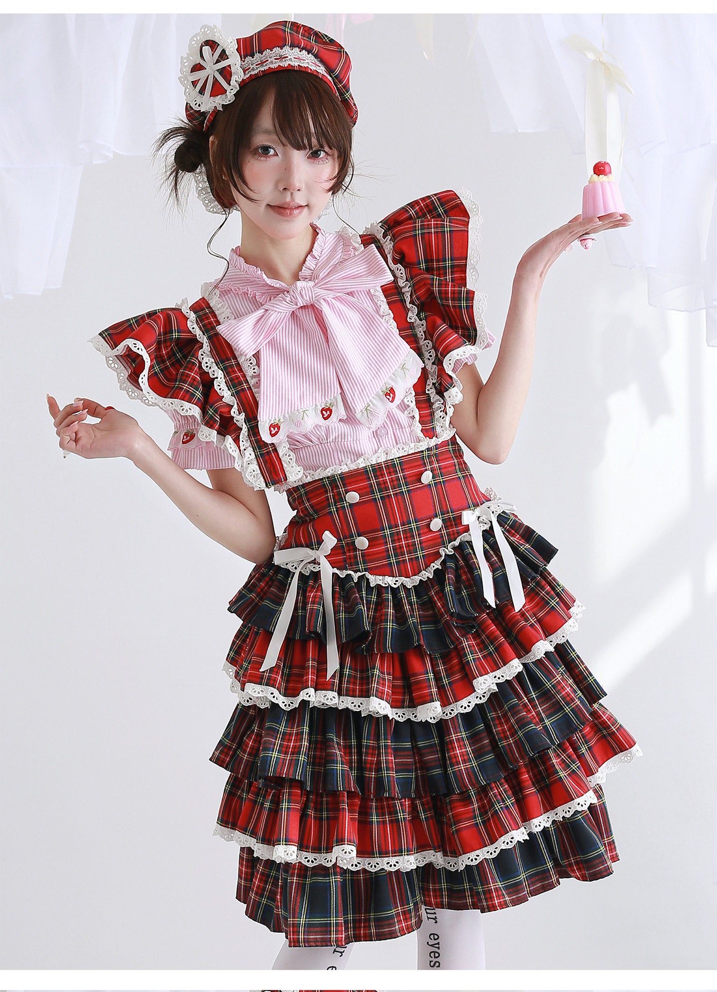 SOS MEME CLUB - Red Suspender Puff Dress dress SOS MEME CLUB