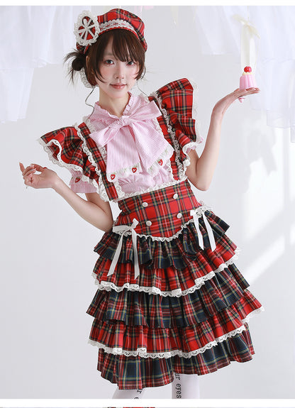 SOS MEME CLUB - Red Suspender Puff Dress dress SOS MEME CLUB