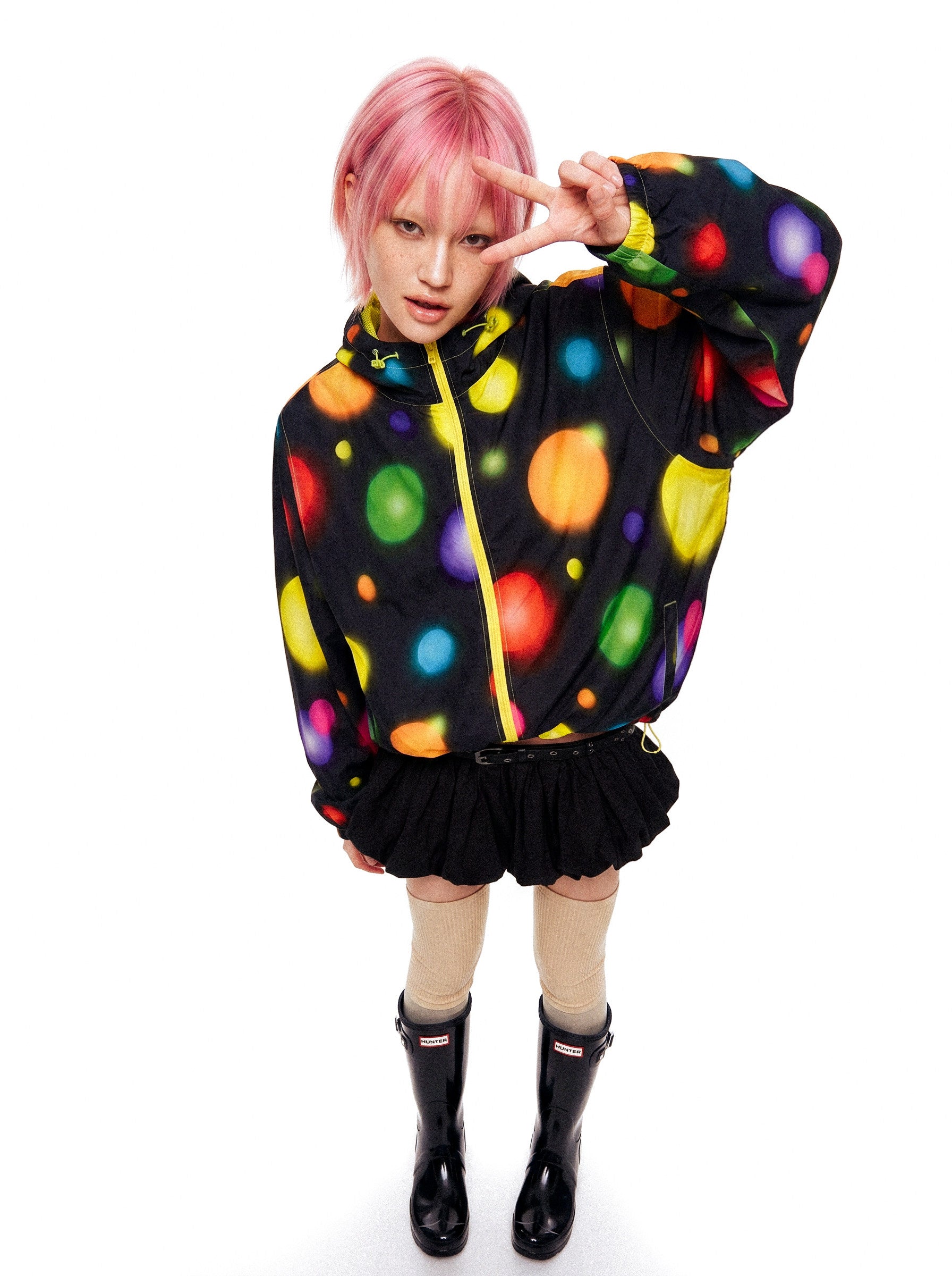 DeadEndKids - Black Polka Dot Techwear Windbreaker Jacket jacket DeadEndKids