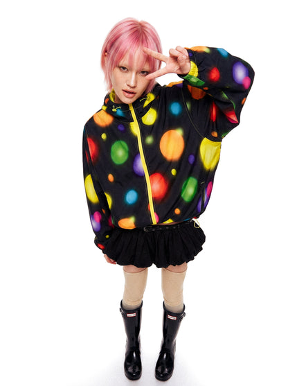 DeadEndKids - Black Polka Dot Techwear Windbreaker Jacket jacket DeadEndKids