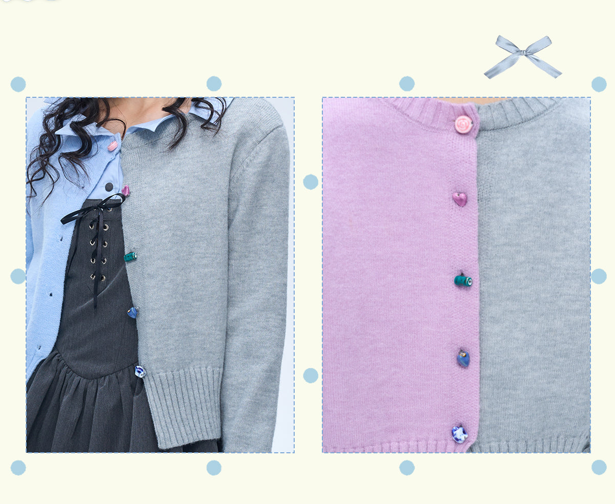 MOF Gift - HalfHalf Patchwork Knit Cardigan Panel cardigan MOF Gift