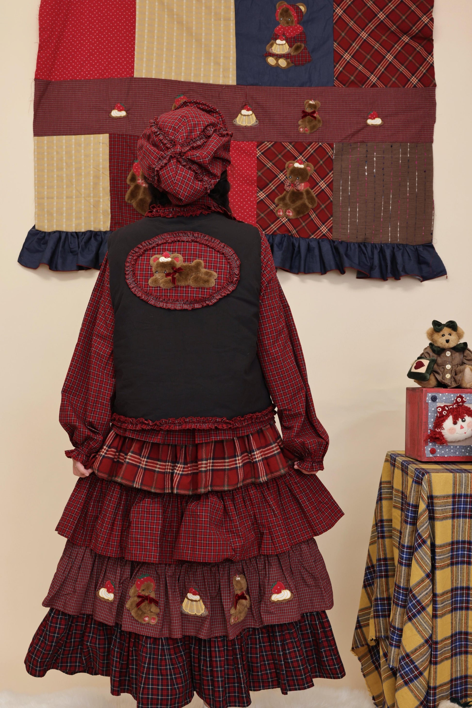 SemenCoicis - Kawaii Vest Plaid Lace Teddy Rabbit Vest vest SemenCoicis