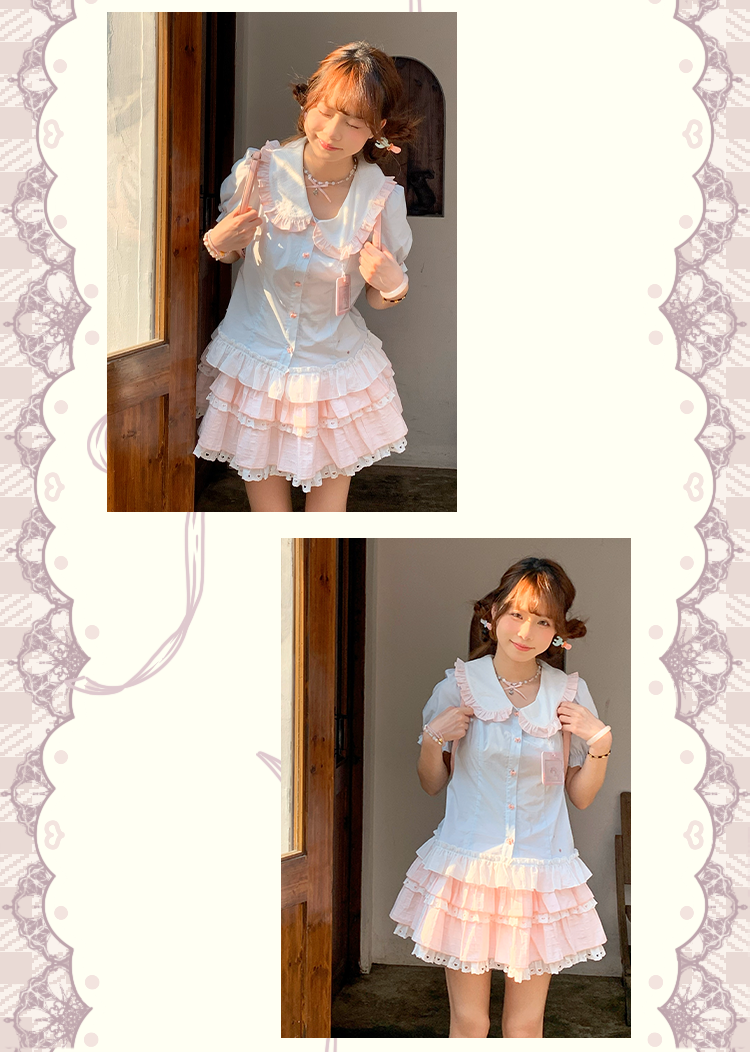 Sinsingirl - Kawaii Bunny Academy Shirt & Mini Skirt Set set sinsingirl