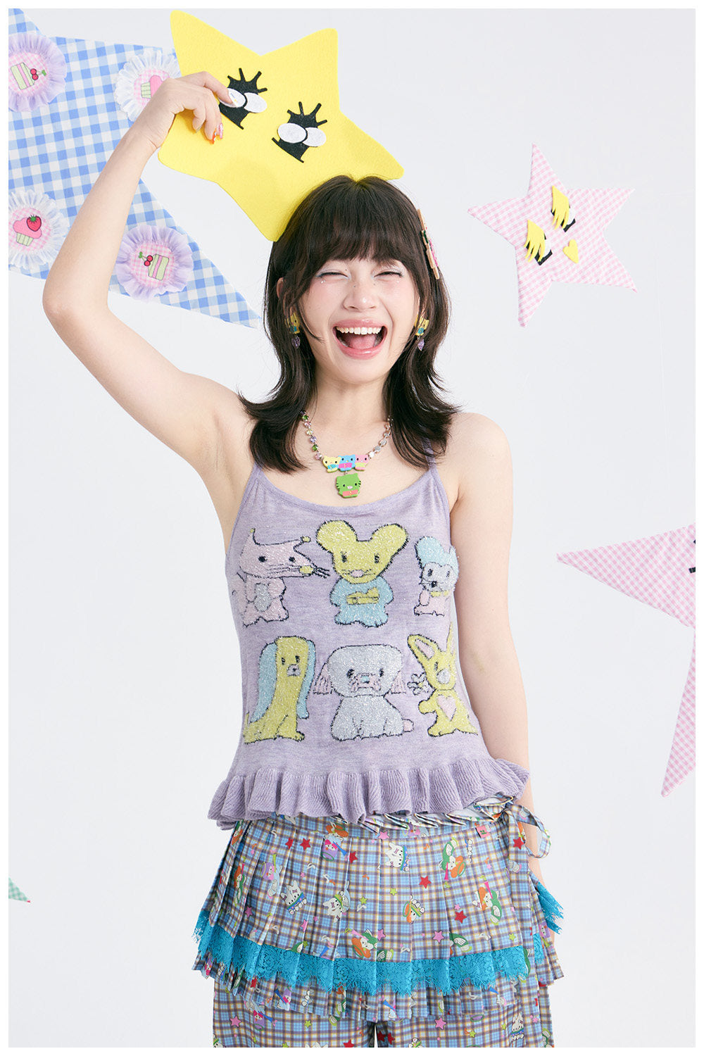 tntntutu - Lavender Glitter Ruffle Halter Knit Top camisole tntntutu