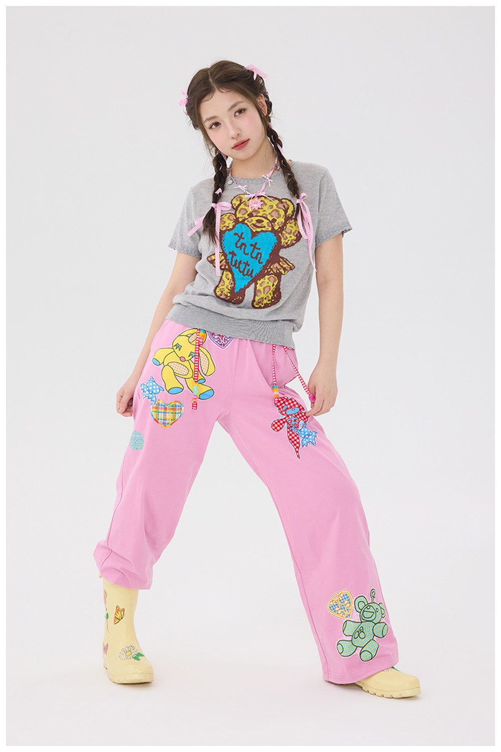 tntntutu - Pink Patchwork Bead Sweatpants pants tntntutu