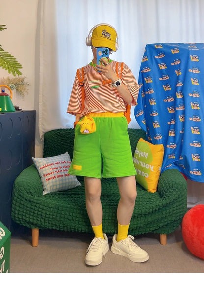 KURIOSITAET - Decora Kei Orange Striped T-Shirt tshirt KURIOSITAET