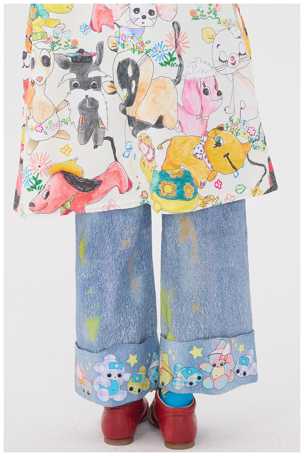 tntntutu - Cartoon Patch Denim Pants pants tntntutu