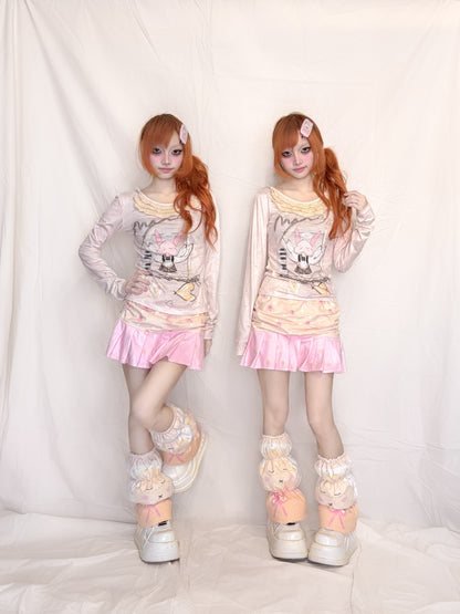 YJM with biubiu - Lace Collar Long Sleeve Top shirt YJM with biubiu