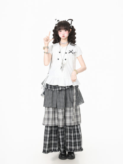 Languid Park - Plaid Tiered Maxi Skirt skirt Languid Park