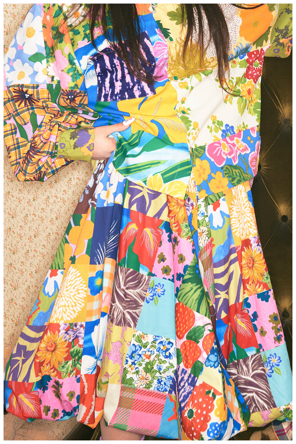 tntntutu - Patchwork Floral Bubble Midi Skirt skirt tntntutu