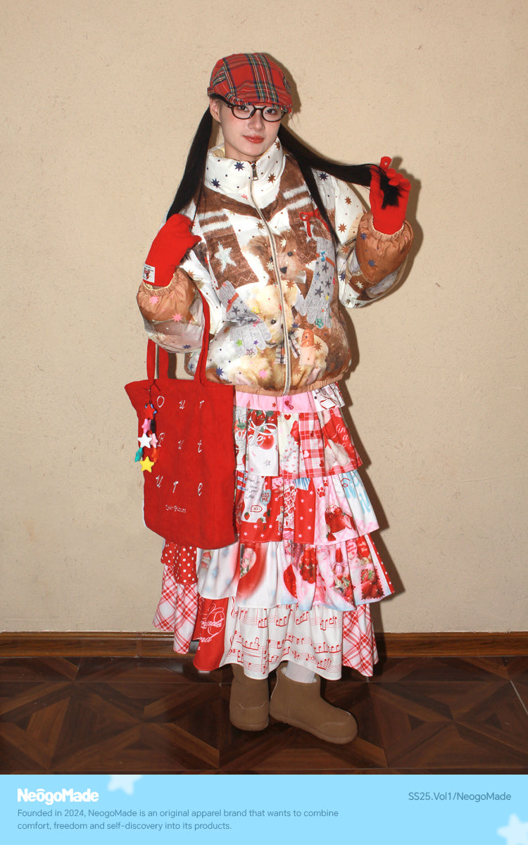 NeogoMade Bunny Cake Tiered Skirt | Harajuku Kawaii Dopamine Apple Skirt skirt NeogoMade