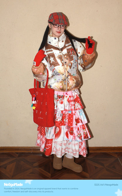 NeogoMade Bunny Cake Tiered Skirt | Harajuku Kawaii Dopamine Apple Skirt skirt NeogoMade