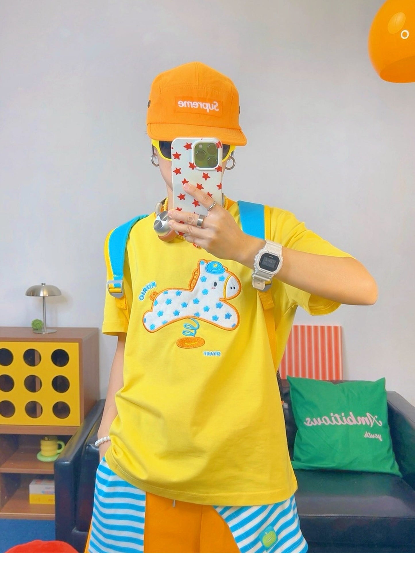 KURIOSITAET - Yellow Embroidered Dopamine Tee tee KURIOSITAET