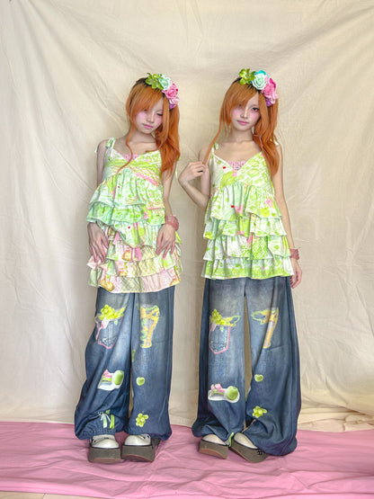 YJM with biubiu - Kawaii Ruffle Tiered Cami Dress