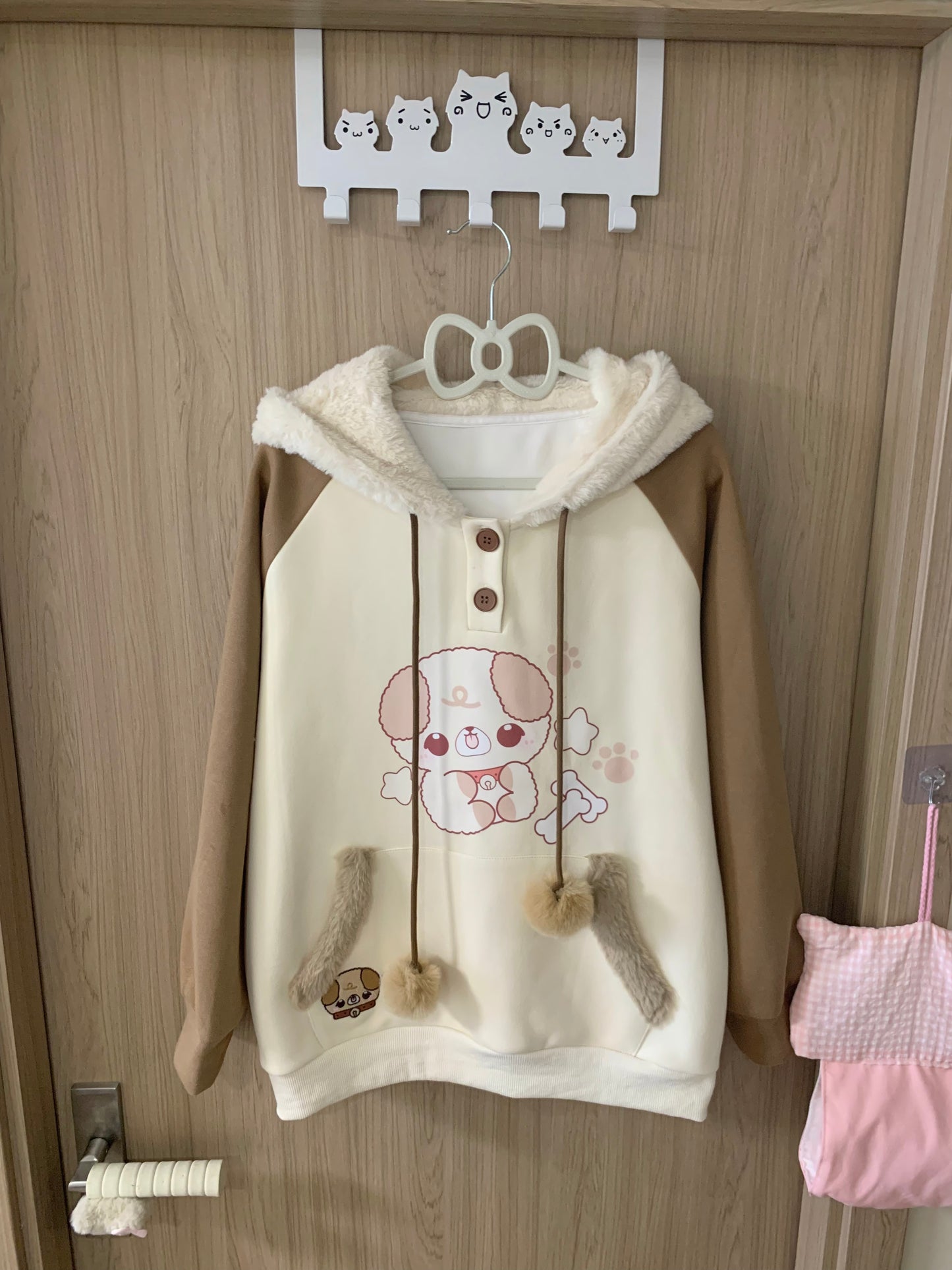 Blurred Bear - Kawaii Colorblock Fleece Hoodie Skirt Set set Blurred Bear