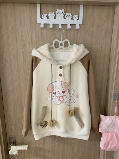 Blurred Bear - Kawaii Colorblock Fleece Hoodie Skirt Set set Blurred Bear