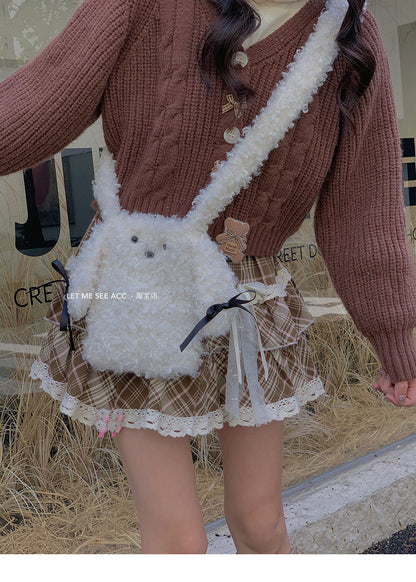 LET ME SEE - Plush Puppy Bow Crossbody Bag bag let me see