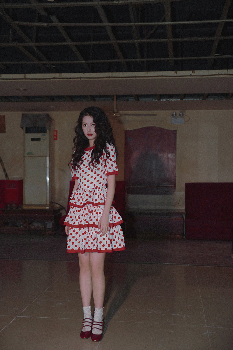 Nanjun Vintage – Showa Polka Dot Cake Dress dress Nanjun Vintage