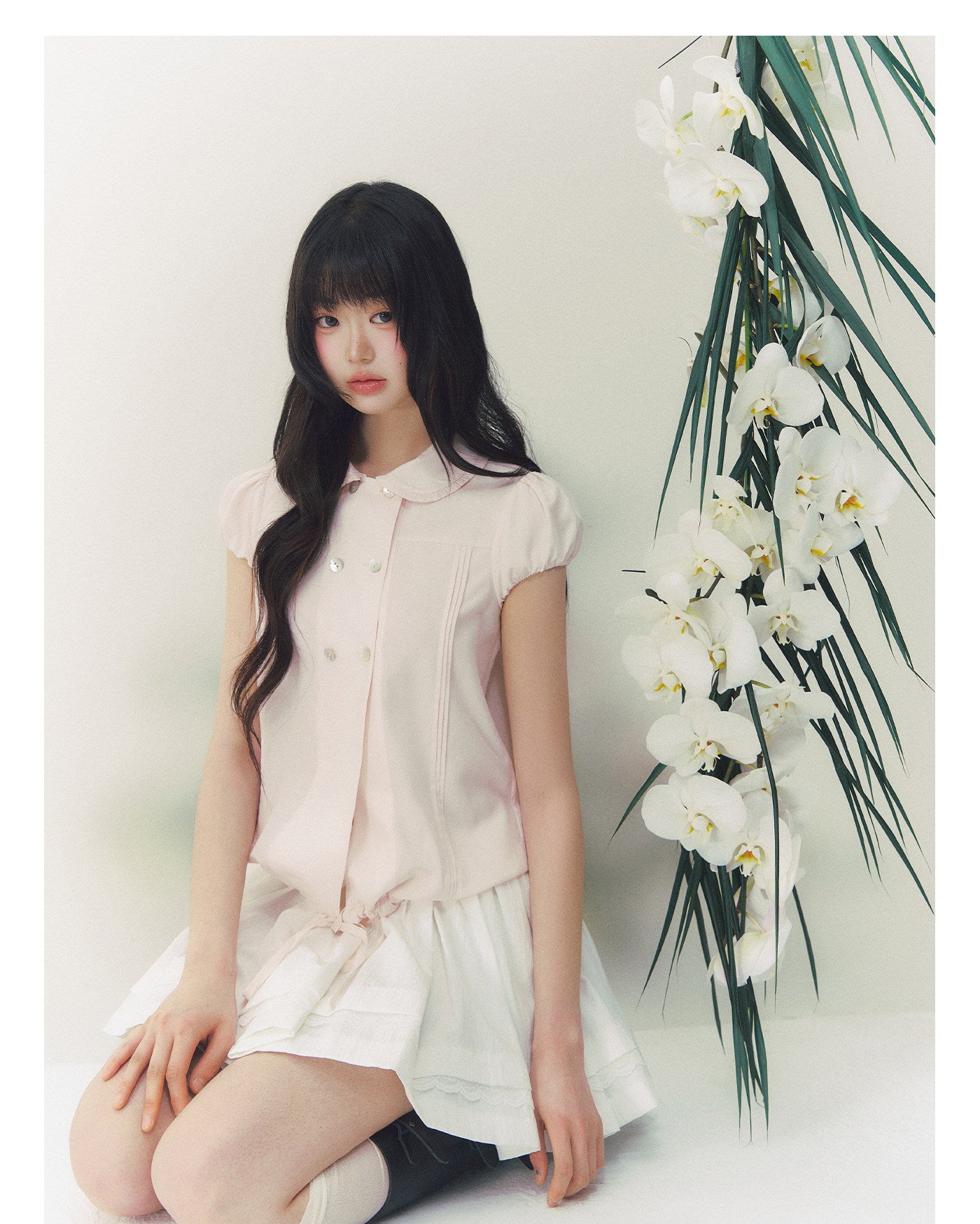 SunsetPark - Double-Breasted Lace Collar Shirt shirt Sunset Park