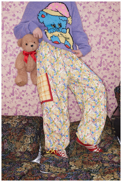 tntntutu - Kidcore Floral Plaid High-Waist Parachute Pants pants tntntutu