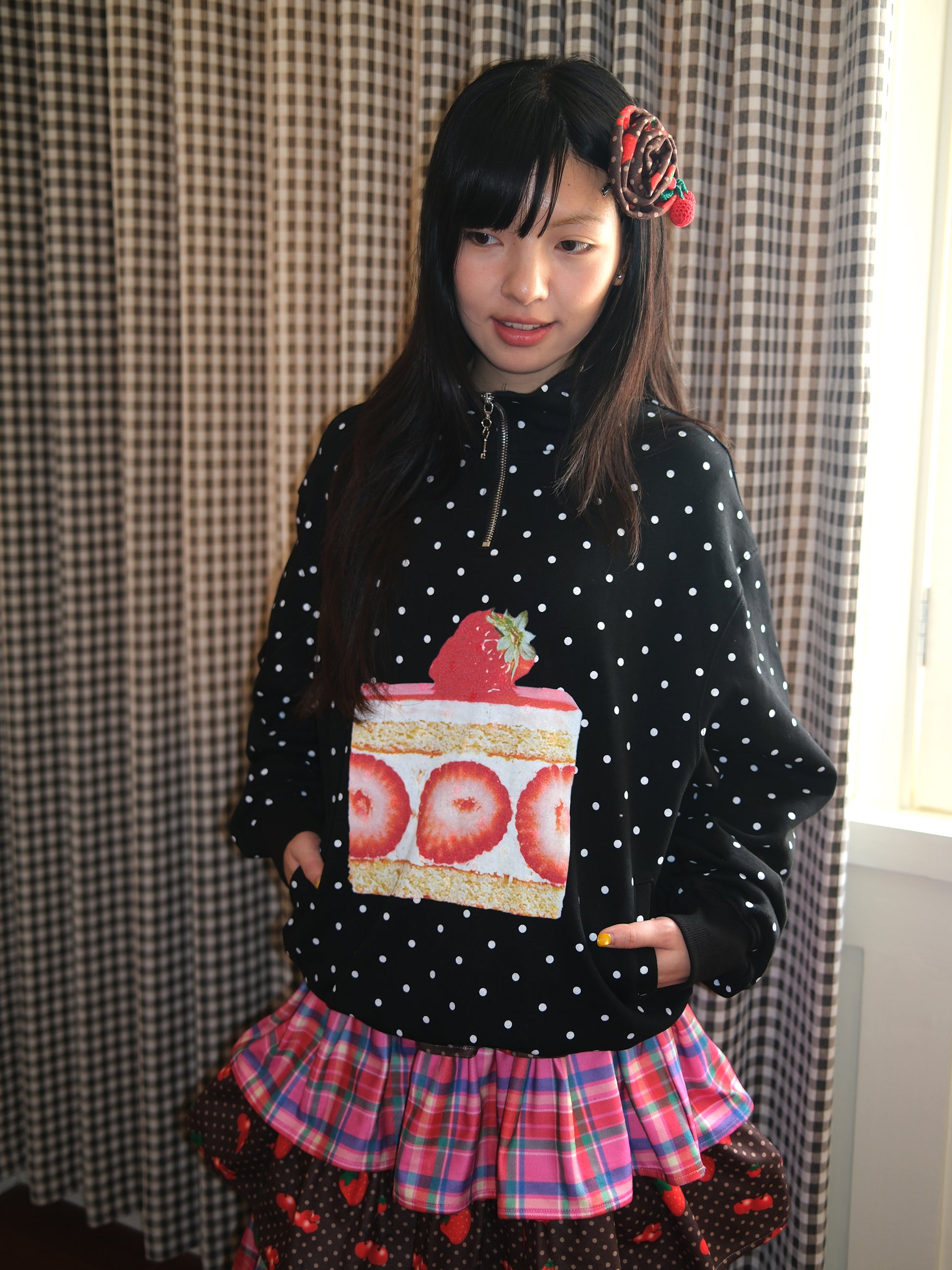 FRUITS - Kawaii Strawberry Print Fleece Sweatshirt sweatshirt Fruits