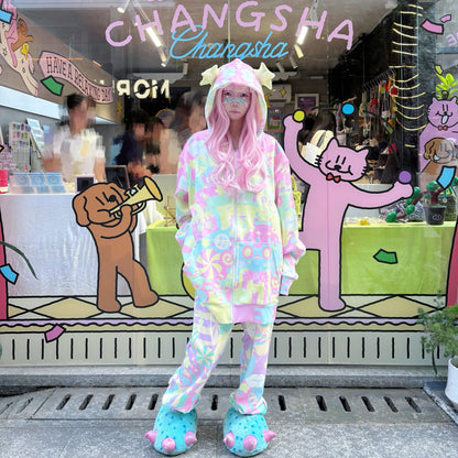 Rainbow Universe RUX - Pastel Macaron Decora Kei Hoodie & Sweatpants Set set Rainbow Universe RUX