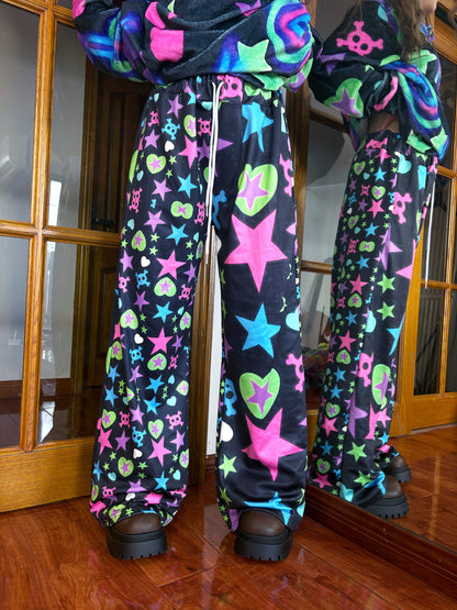 LEERROO - Harajuku Y2K Fleece Wide Leg Pants pants Leerroo