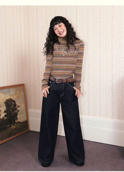 Chemical Girl - Vintage Striped Embroidered Long Sleeve T-Shirt shirt chemical girl
