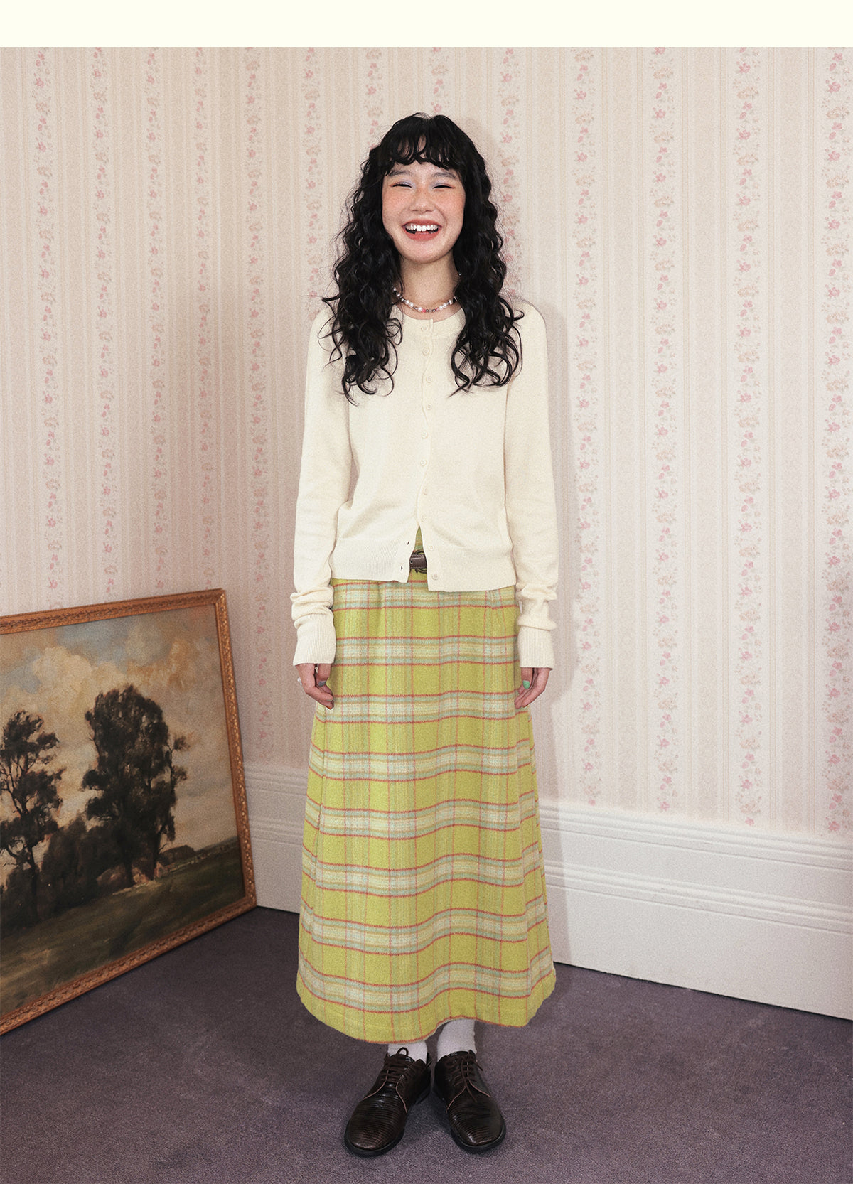 Chemical Girl - Vintage Plaid Wool Long Skirt Retro Girly skirt chemical girl