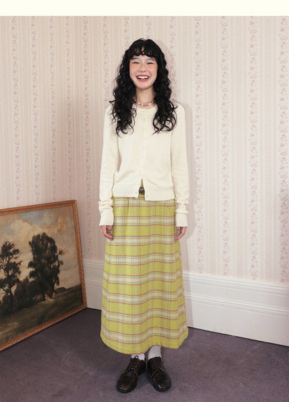 Chemical Girl - Vintage Plaid Wool Long Skirt Retro Girly skirt chemical girl