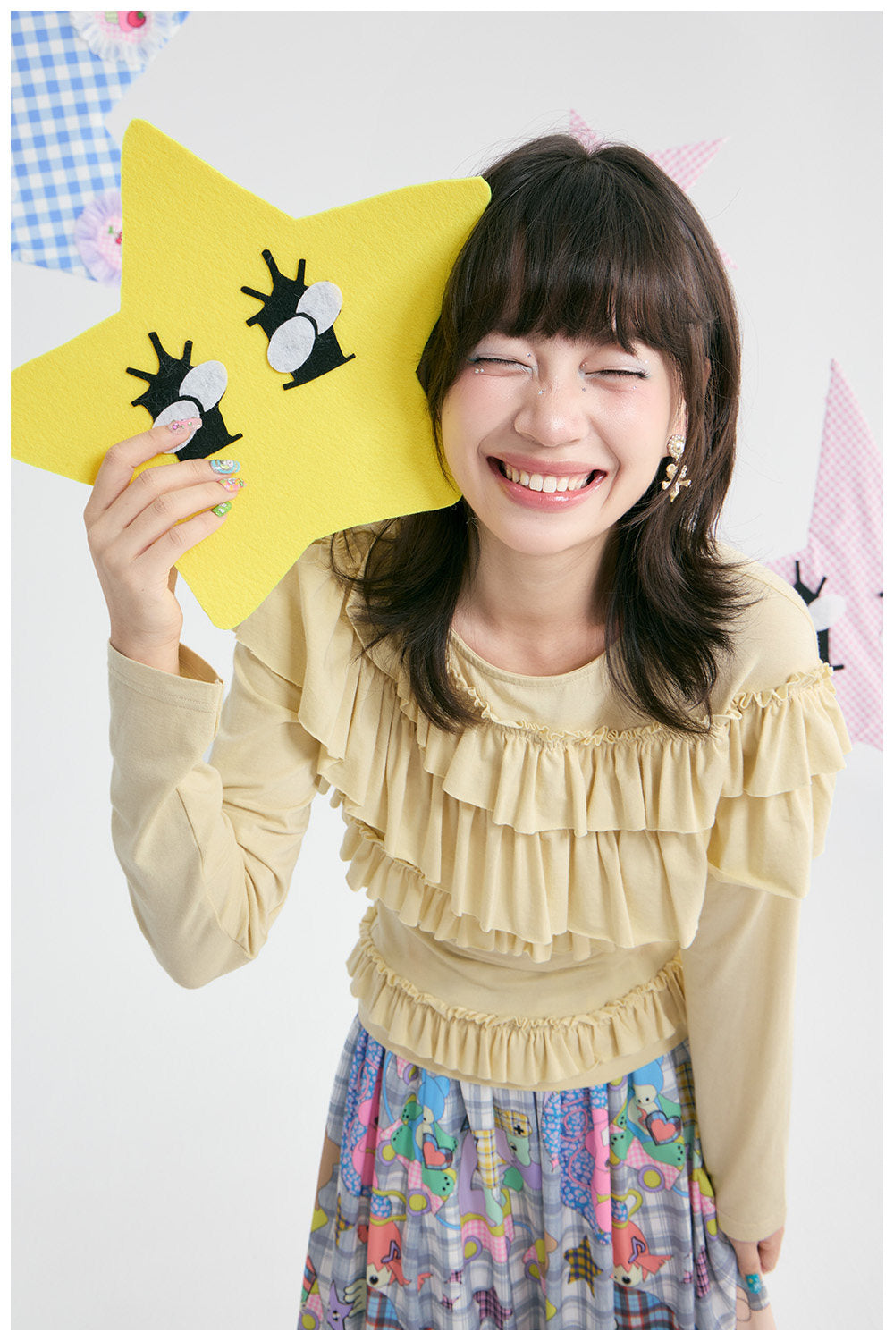 tntntutu - Yellow Ruffle Off-Shoulder Long Sleeve Top shirt tntntutu