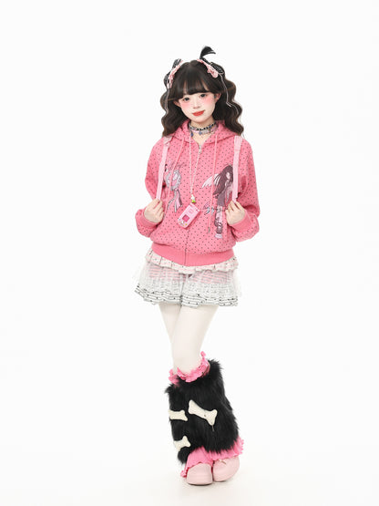 Y2K Polka Dot Hooded Sweatshirt Jacket hoodie Languid Park