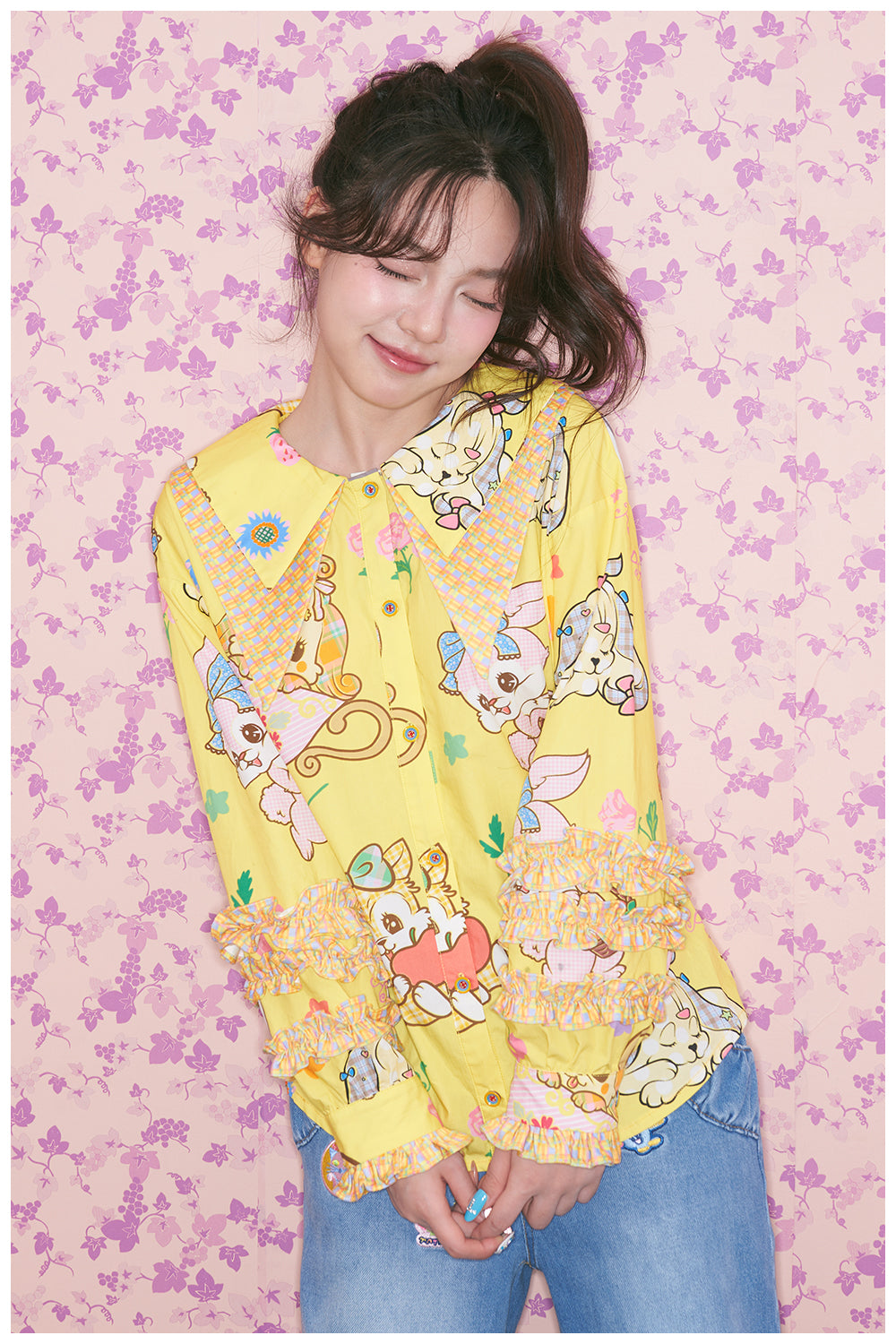 tntntutu - Kawaii Animal Print Ruffle Shirt shirt tntntutu