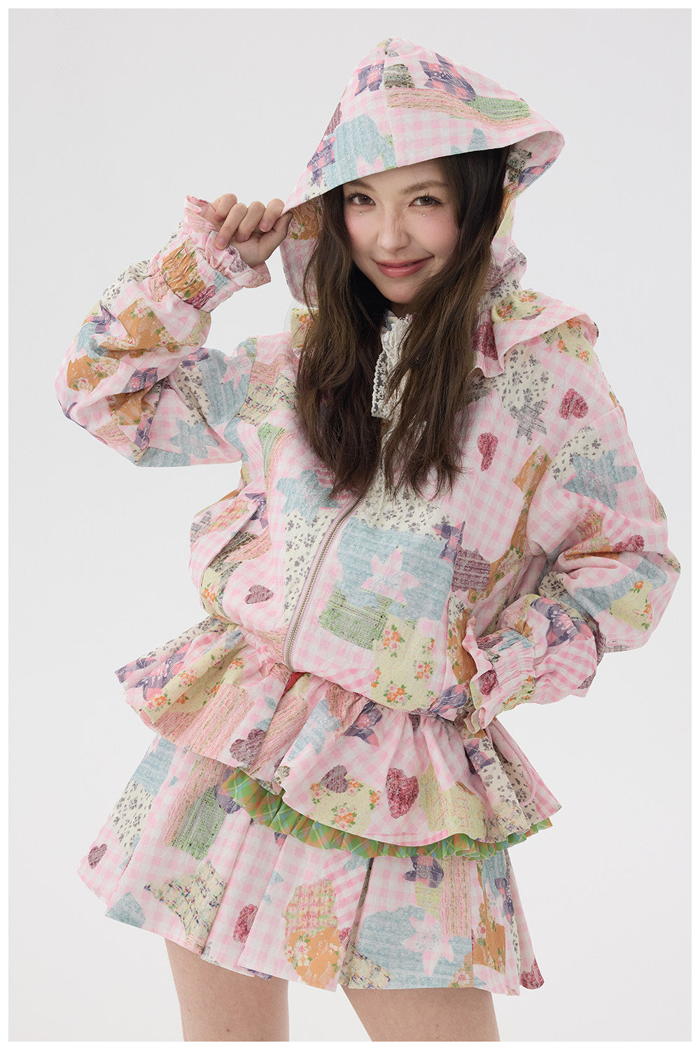 tntntutu - Pink Lace Hoodie Skirt Set set tntntutu