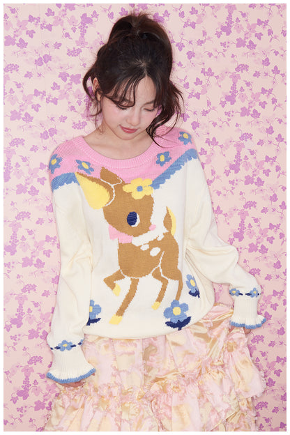 tntntutu - Kidcore Knit Deer Pullover Sweater sweater tntntutu