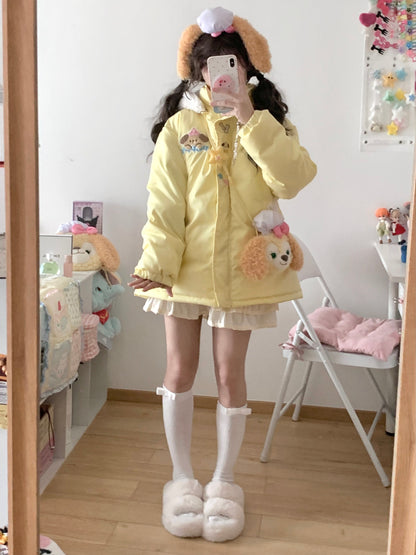 Blurred Bear - Kawaii Puppy Embroidered Down Jacket coat Blurred Bear