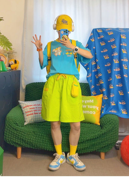 KURIOSITAET - Decora Kei Blue Puppy Cartoon T-Shirt tshirt KURIOSITAET